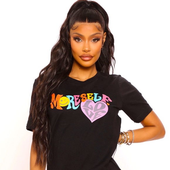 Fashion Nova Tops - More Self Love Tee-Shirt😍 1X Black.